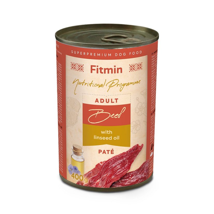 KONZERVA - HOVĚZÍ S LNĚNÝM OLEJEM 400g